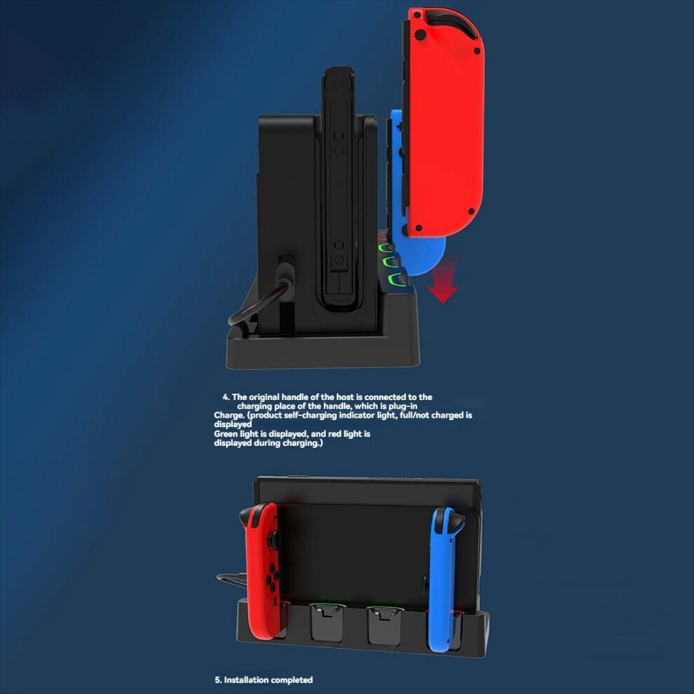 For Controller Charger Dock Stand Station Holder 4In1 For Switch/Oled Game Support Charging Red/Green 4852299507731