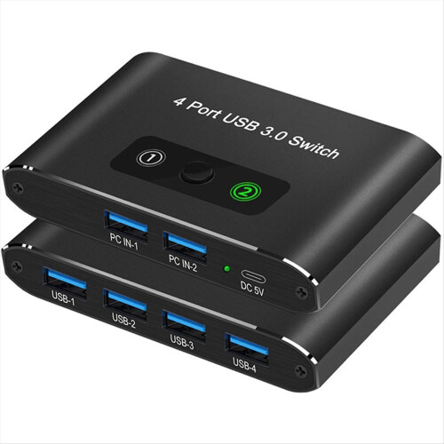 4 Port USB 3.0 Switcher 2 in Out KVM Switch Printer Sharer for Computer Keyboard 2