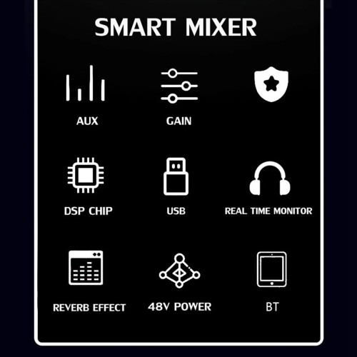 4 Channel Bluetooth Audio Mixer Sound Mixing Console Interface USB Card for Studio Stage DJ Home EU Plug 1