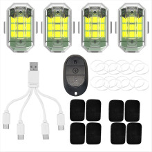 4pcs Aircraft Strobe Lamp Micro-USB Charging M3 Turn Signal Indicator Waterproof 3.7V 350mAh High Brightness