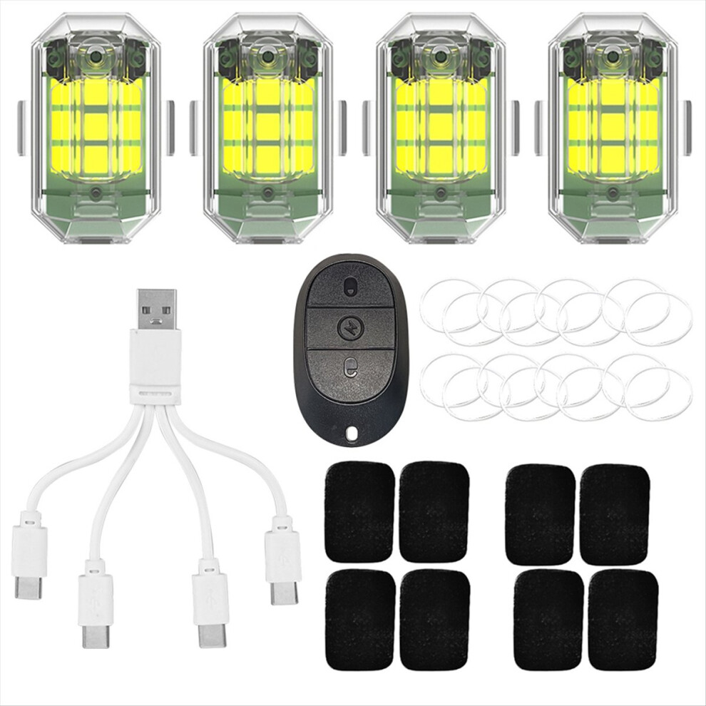 4Pcs Aircraft Strobe Lamp Micro-Usb Charging M3 Turn Signal Indicator Waterproof 3.7V 350Mah High Brightness Light 4852299576997