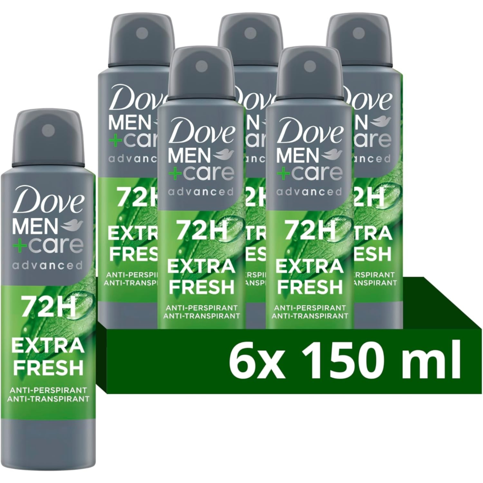 New Dove Men's 6 X 150Ml Extra Fresh Deodorant Body Spray