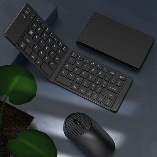 2.4g Wireless Bluetooth Keyboard and Mouse Set TYPE-C Charging Suitable for Mobile Phones Tablets Folding A 2