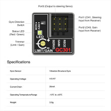 GC401 4-8,4V Mini-Gyrosensor Gyroskop für K969 RC-Car Lenkausgangskorrektur Integrierter Kompakter