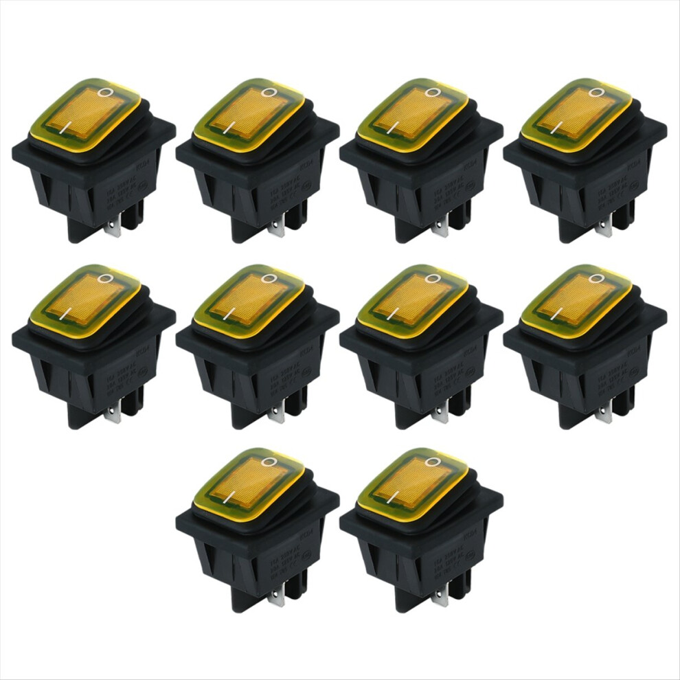4 Pins Waterproof Rocker Switch 250V 16A Car Boat Button With Led Light/Yellow 4852299510137