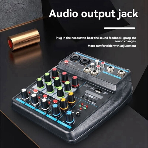 Professional 4-Channel USB Audio Mixer Console with Bluetooth, Recording Capabilities for DJs and PC Mixing 2