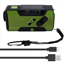 Notfallradio mit Handkurbel, Solarladung, AM/FM-Empfang, NOAA-Empfang, LED-Taschenlampe, SOS-Alarm, 5000 mAh