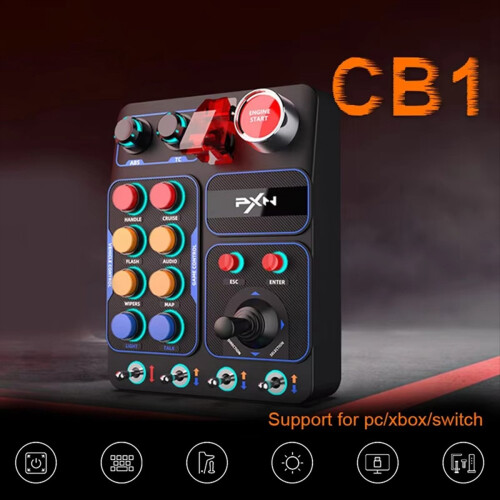 CB1 Simulator Race Control Box 30 Programmable Button Linkage Lever Engine Stop RGB Panel for PC Switch 1
