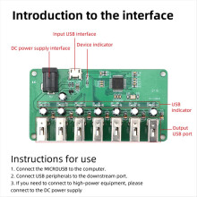 DC5V Typ-C USB 2.0 Hub-Modul 1 auf 7 Port Hub Sieben Splitter Erweiterung mit LED 480Mbps