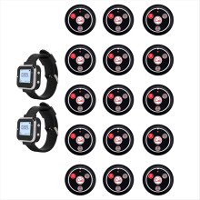 Cafe Waiter Service Buzzer 15 Table Call Button Transmitter 2 Watch Pager Wireless Calling System EU Plug