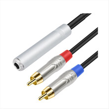 6,35 mm Klinkenbuchse auf 2 Stecker Stereo-Audio-Y-Splitter (6,35 mm Klinkenbuchse)