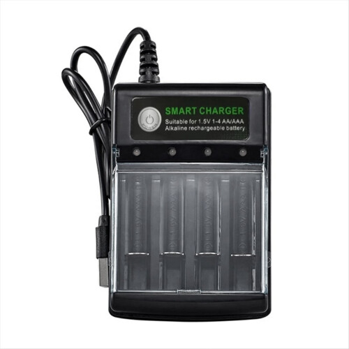 4 Slots Smart USB Battery Charger for Rechargeable AA AAA AAAA 1.5V Alkaline 14500 10440 16340 3.2V Charge