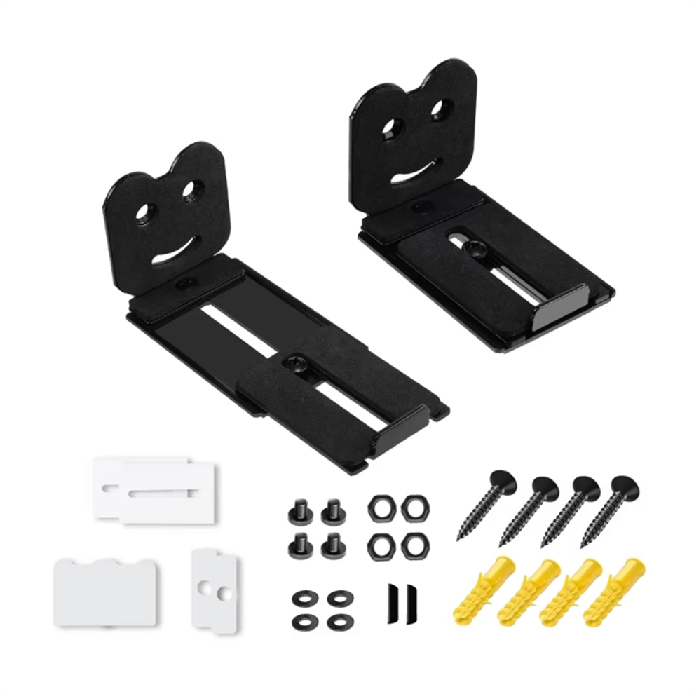 2Pcs Speaker Wall Mount Floating Rack For Home Theater,Extendable Arm Hangers Soundbar B Black 4852299530715