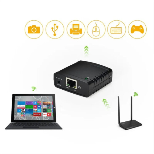 USB 2.0 LRP Print Server Share A LAN Ethernet Networking Printers Power Adapter HUB 100Mbps EU PLUG 1