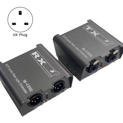 2 Way Audio Fiber Optical Extender XLR Transceiver Receiver Set Balanced 20Km Range UK Plug 1