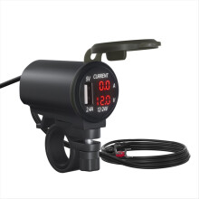 12V Motorrad-USB-Voltmeter-Schnellladebuchse mit Schalter, wasserdichte Steckdose für Mobiltelefone, Moto-Handystecker B