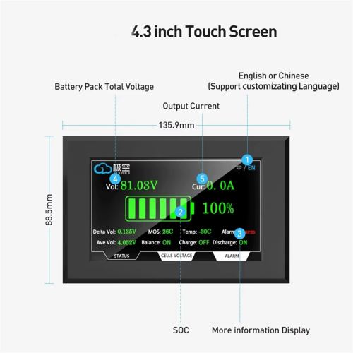 JIKONG Lithium Battery Protection Board 4.3 Inch Touch Screen Display 2