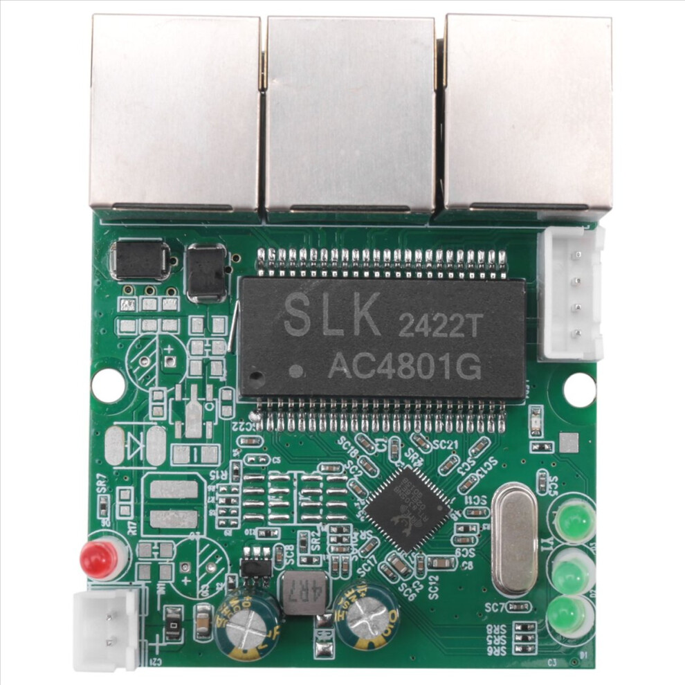 Photos - Switch Fast  Mini 3 Port Ethernet 10 / 100mbps Network Hub Pcb Module Board for System Integration