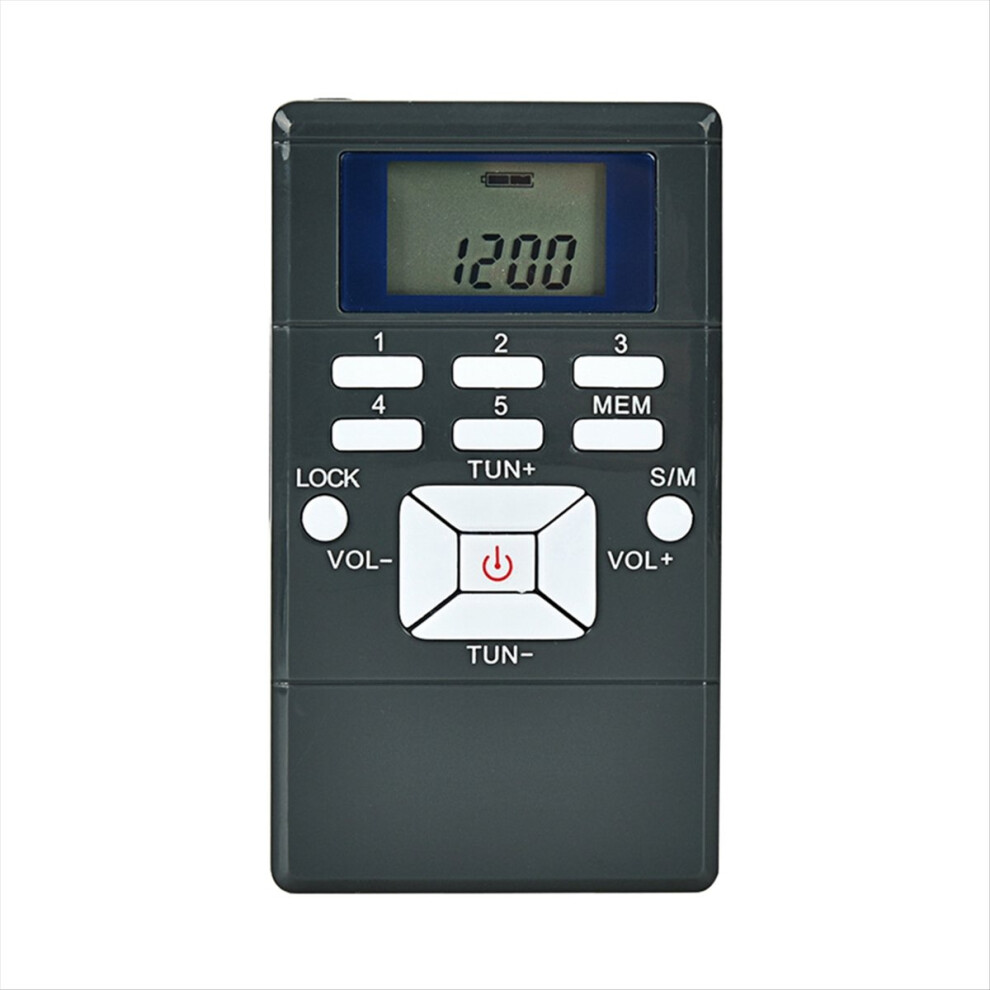 Mini Stereo Fm Radio 1.2 Inch Digital Clock Receiver For Simultaneous Interpretation Clip-On Earphone Gym Grey 4852902544559