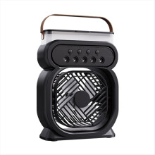 3-in-1-Ventilator/Luftbefeuchter, kleiner Luftkühler für Haushalt und Büro, LED-Nachtlicht, einstellbar, Schwarz