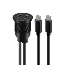 USB Type C Extension Cable 1M Male to Female Dual Port Waterproof Car Mount Flush for Truck Boat USB2.0