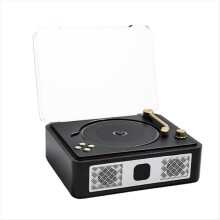 Bluetooth Desktop CD Players for Home Built-in Speakers Rechargeable Headphone Jack Vintage Player Brown Black
