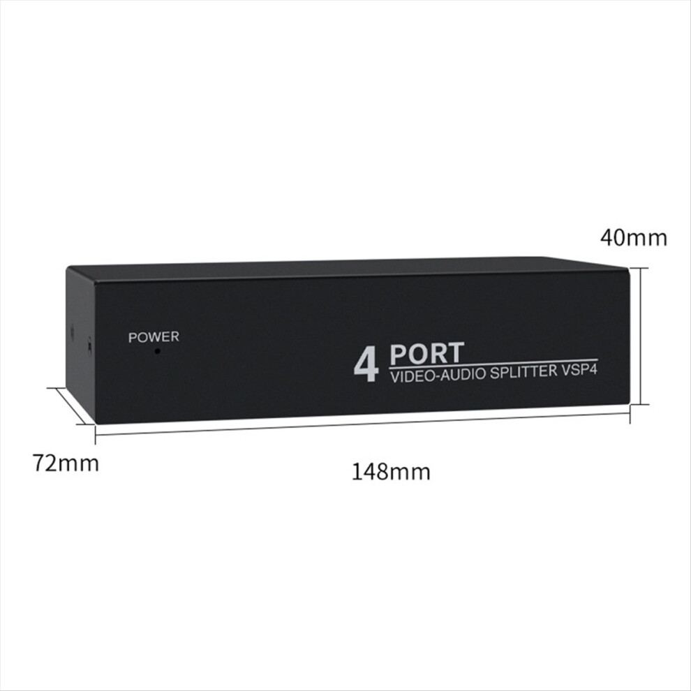Exogio 4-Way Av Audio Splitter 1 In 4 Out Composite 1X4 Video Distributor For Dvd C- Eu Plug