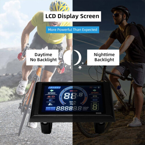 Ebike LCD Display 24-72V 5Pins LCD-S966 Smart Color Screen Waterproof Compatible with No 2 Protocol Controller 2