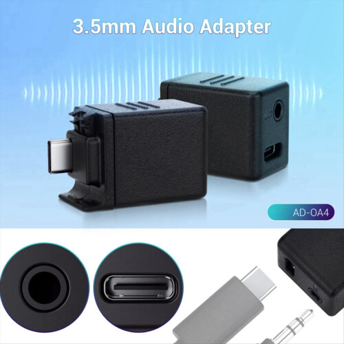 3.5mm Audio Adapter with Type-C Charging Port for Action 4/5 Pro Camera Supports External Microphone Input 1
