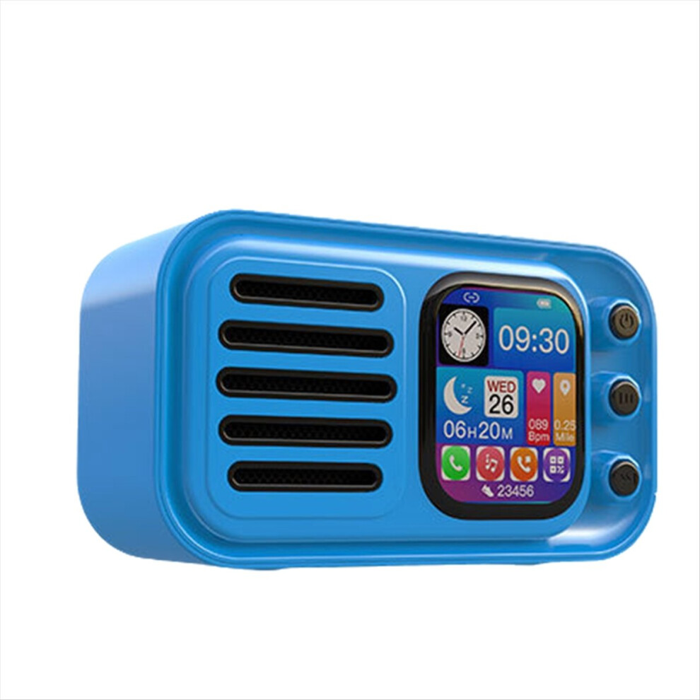 Hifi Wireless Bluetooth Speakers Retro Portable Touch Screen Fm Radio Card Subwoofer With Alarm Clock Lyrics Display,D 4852902536387