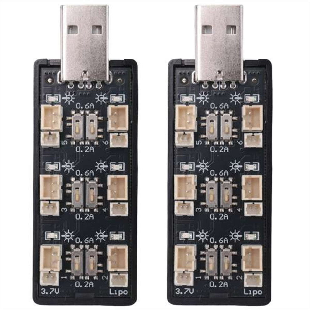 2Pcs 6Ch Usb To 3.7V-3.8V 1S Lihv Lipo Battery Charging Adapter Board 5V 2A Charger For Rc 4852902594684