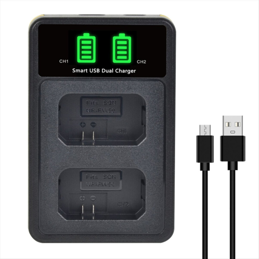 Np-Fw50 Dual Charger, Suitable For Np-Fw50, Fw50 Battery Charger Black 4852902508612