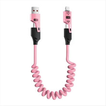 65W USB 4-in-1 Spring Telescopic Fast Charging Type-C to Data Cable for 16 15 1.5M,D