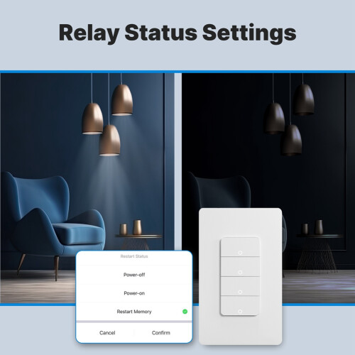 Matter WiFi Smart Light Switch 4-Gang US Push Button Wall APP Voice Control Work with Home 2