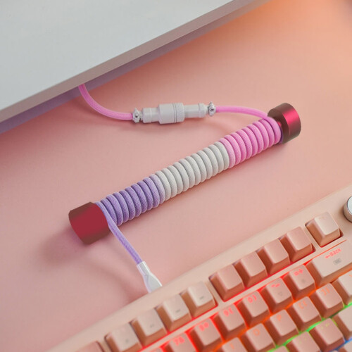 Flexible Coiled Cable Organizer Rod Keyboard Management Weighted Fixed Reel Stick Convenient Winder Silver 2