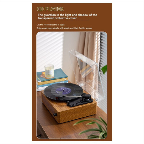 Bluetooth Record Player Multi-Functional Vintage Turntable Phonograph Wooden Vinyl Audio EU Plug 2