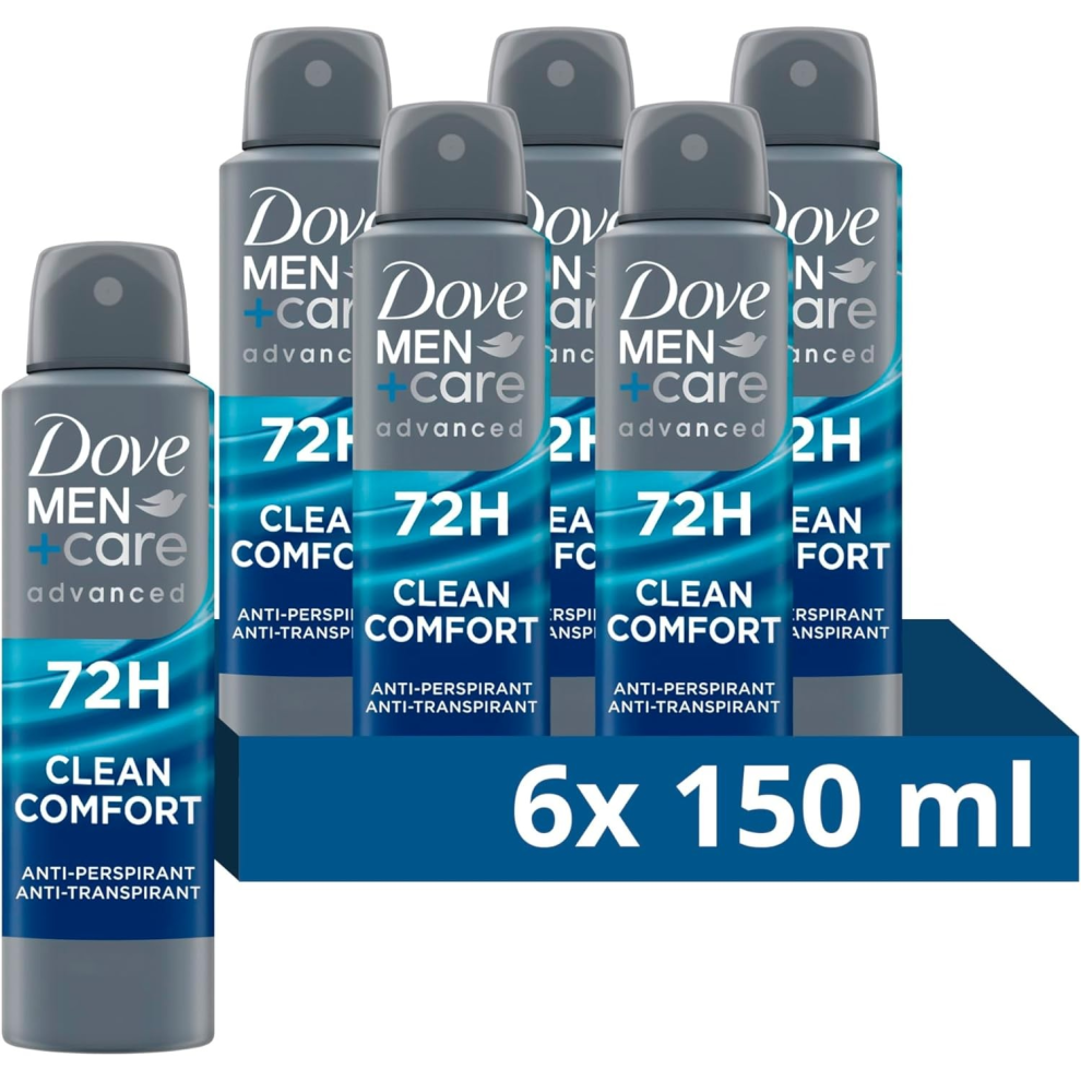 Dove Men's 6 X 150Ml Clean Comfort Deodorant Body Spray