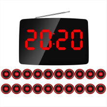 Wireless Restaurant Pager Calling System 20 Call Button with LED Display for Bar Customer Service EU Plug