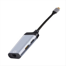 3-in-1 USB-C-zu-Gigabit-Ethernet-RJ45-LAN-PD-Lade-USB-C-Datenanschluss-Konverteradapter für TV und PC