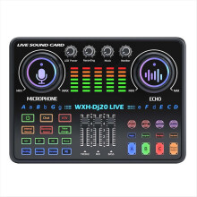 DJ20 Live-Soundkarte für 48-V-Kondensatormikrofone mit Nachhall- und Rauschunterdrückung für Nierencharakteristik A