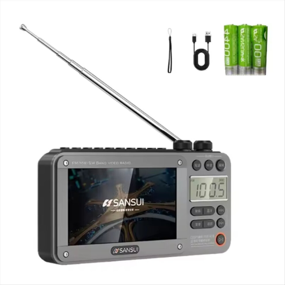 F50 Portable Fm Radio Video Display Wireless Bluetooth Speakers Tf Card Slot Mp4 Music Player E-Book Grey 4852902506014