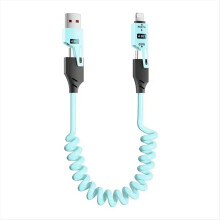 65W USB 4-in-1 Spring Telescopic Fast Charging Type-C to Data Cable for 16 15 1.5M,C