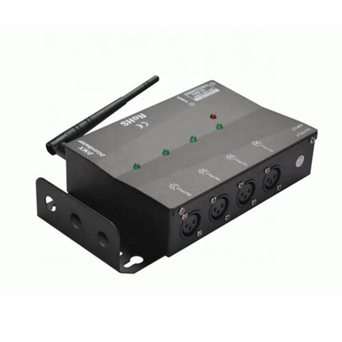 4 Way Wireless Separate DMX512 Splitter Distributor DMX512/1990 Signal Data 1 Input Output Side Installed EU PLUG 2