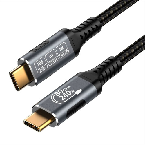 16K Type C Cable USB4 80Gbps PD240W for 5/4/3 Full-Featured Fast Charging USB to Data Transfer