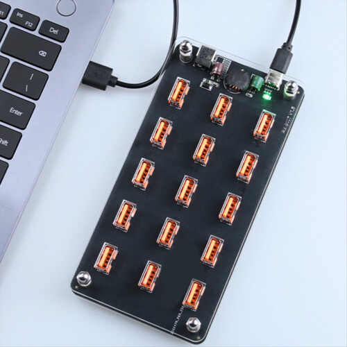 15 Port Transparent Design Micro-USB Atmosphere Night Light Power Supply Base 2