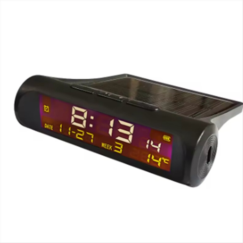 Solar Car Digital Clocks Dashboard Date Thermometer Automotive Electronic Watch Lcd Display Time With Back 4852902503693