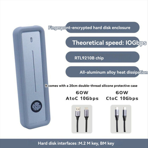 Fingerabdruckverschlüsselung M.2 Solid State Mobile Festplatte Box SSD Computer Telefon Extern RTL9210 1