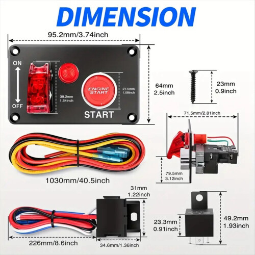 12V Racing Car Launcher Stop Button Ignition Light Toggle Switch Panel Automotive Accessories for Boat ATV UTV 1