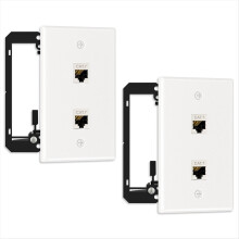 2er-Pack Ethernet-Wanddose, Anschlussplatte mit Halterung und geschirmter Cat7-RJ45-Kupplung