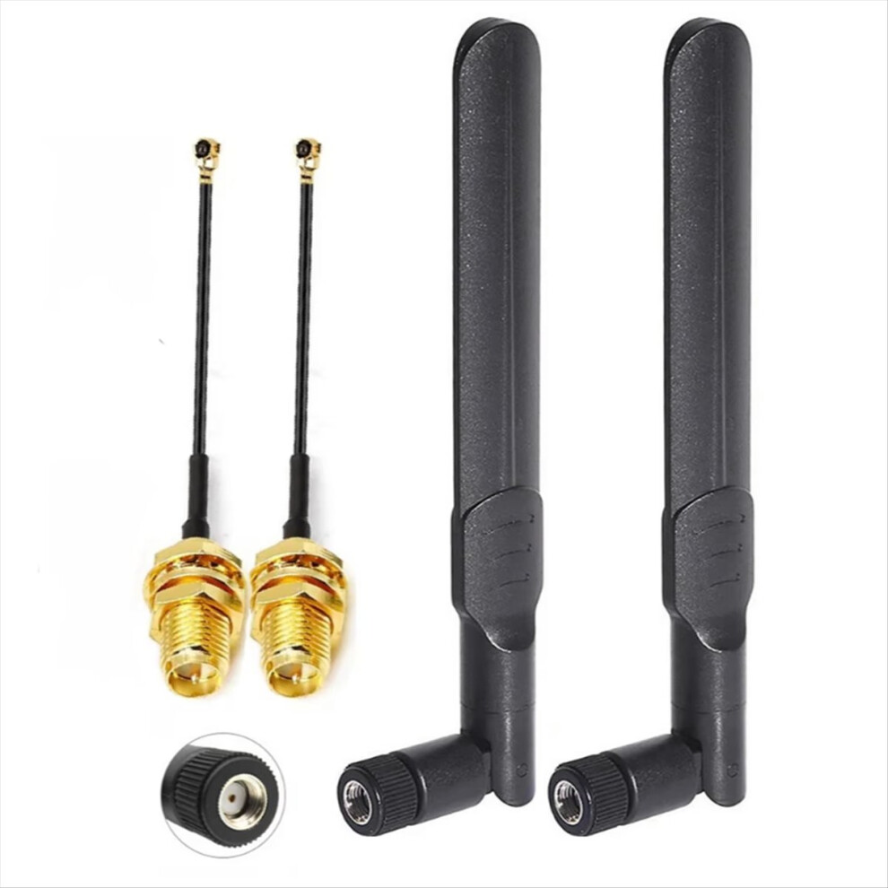 Dual Band Wifi Antenna 8Dbi 2.4Ghz 5.8Ghz Sma Male Antennas With 15Cm Rp-Sma To Mhf4 Cables For M.2 Ngff Wlan Card 4852710001831